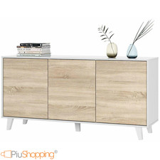 CREDENZA MODERNA MADIA KIT MOBILE BUFFET CON 3 ANTE LEGNO BIANCO LACCATO ROVERE