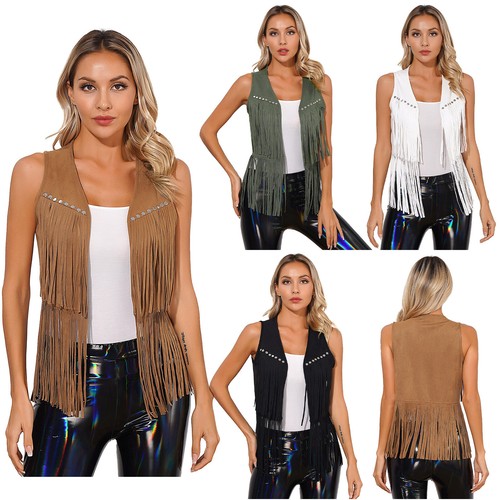 Gilet donna nappa frange