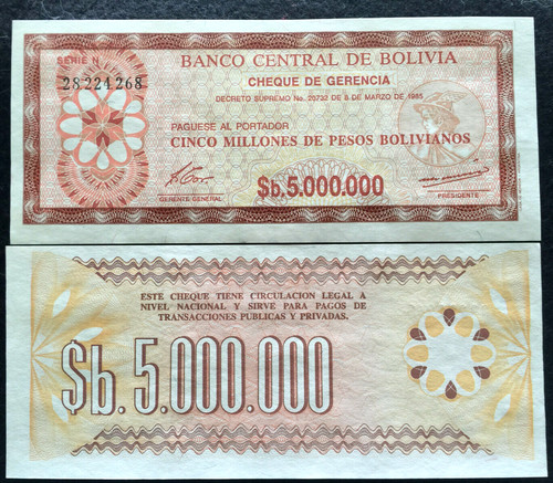 Bolivia 5000 000 pesos - bolivia,