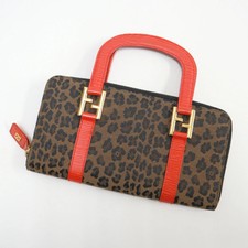 Borsa a tracolla Fendi in pelle tela leopardata marrone rossa vintage autentica