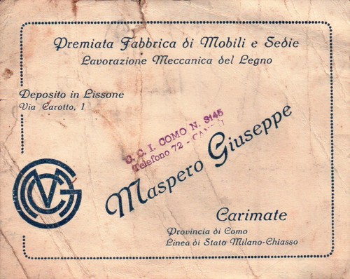 1930ca biglietto visita - 1930ca, da