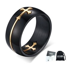 Anello Acciaio Nero Croce