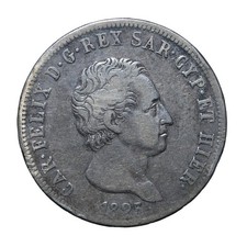5 Lire 1825 - Torino - Carlo Felice - Regno di Sardegna - MB-BB