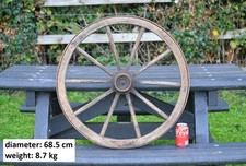Vecchio carrello in legno vintage ruota carro / 68,5 cm - CONSEGNA GRATUITA
