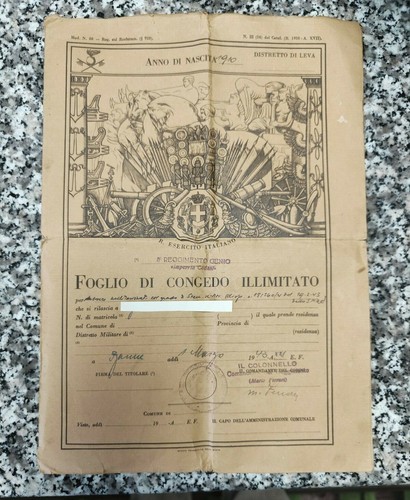 Regio esercito italiano foglio - italiano,