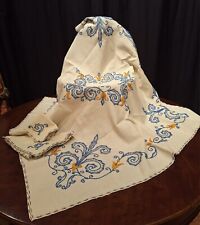 Antica tovaglia Ricamo A Mano Su Tela Aida Cm115x120 