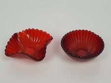 SET VASETTI SOPRAMMOBILI VINTAGE IN VETRO COLORATO ROSSO COPPIA IDEA REGALO HOME