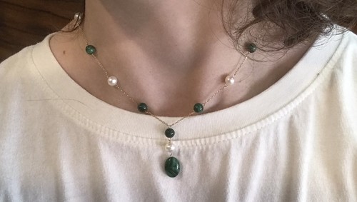 Collana ovale con perline - , in