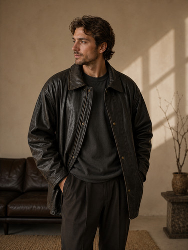 Giacca pelle vintage stanford - giacca,