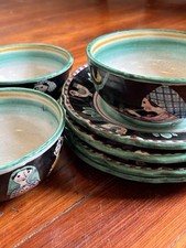 Lotto 7 pezzi C.A.S. dipinti a mano Tazze e piatti in ceramica italiana Vietri Campagna