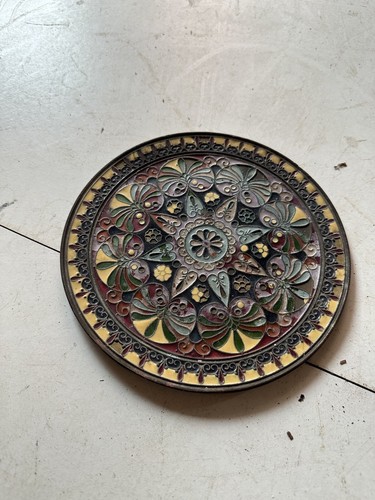 Piatto vintage rame decorato - piatto,