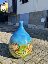 DAMIGIANA GRANDE VINTAGE DI VETRO DIPINTA A MANO