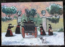 NINO CAFFE - olio su TAVOLA 28x19,5 - Certificato Pretini Prelati di Caffè