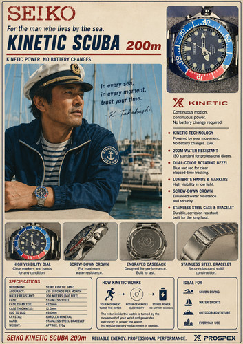 Seiko kinetic scuba 200m - 200m, pepsi