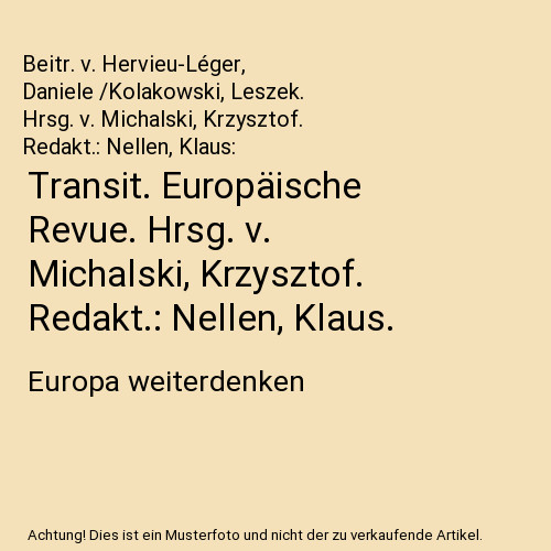 Transit europäische revue - transit.,