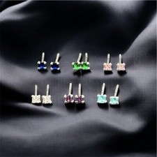 Orecchini P.Luce Zircone Quadrato mm.2,5 Argento 925 Sterling Nickel Free  Color