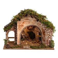 Capanna per Presepe in Legno e Sughero con Tetto in Muschio Modello CG33