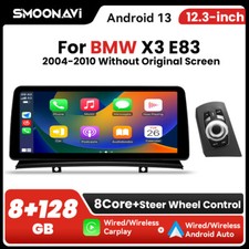 Autoradio 12,33" Media Screen Audio Carplay 8+128GB per BMW X3 E83 2004-2010