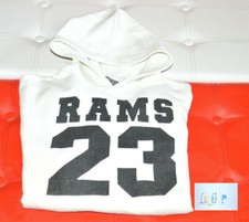 RAMS 23 Maglia Felpa Bianca con Cappuccio - Taglia XXL Ragazzo Uomo