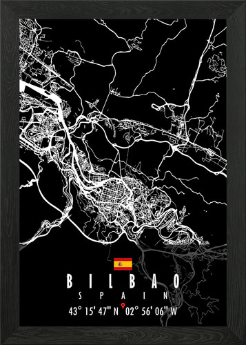 Bilbao map spain framed wall - spain,