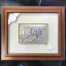 QUADRO PAESAGGIO, scorcio su lastra in argento 925, linea Acca cm 29 X 34 A14