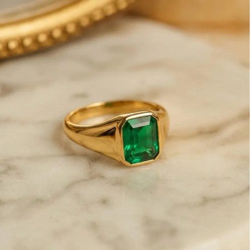 Anello simulato smeraldo lega - anello,