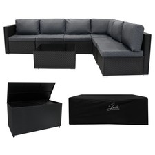 Set Divani Rattan Nero 7 Pezzi