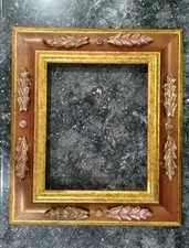 Cornice di legno lavorazione foglia oro 30x40 gola noce antico con intarsi