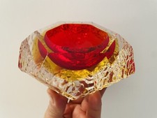 ? Originale MANDRUZZATO vetro di murano sommerso anni 70 rosso e giallo