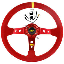 Volante sportivo Racing 14 pollici JDM auto rosso pelle scamosciata piatto profondo deriva