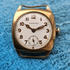 Orologio da uomo vintage Longines in oro massiccio 9 carati stile militare ca...