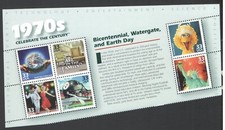 6 francobolli 33 centesimi USA mai usati anni 70 celebra il secolo GIORNO DELLA TERRA discoteca M