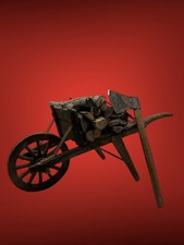 Carriola venditore legno osteria arte presepiale presepe Napoletano 24x11x13cm