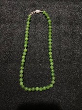 Collana Vintage In Giada Verde Naturale - Con chiusura in Argento 800