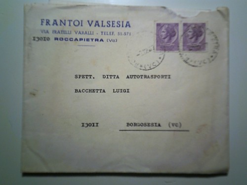 Busta viaggiata frantoi - viaggiata, "frantoi