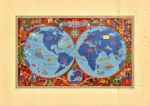 Air france planisfero mappa - france,