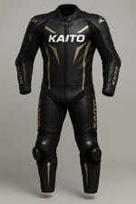 Tuta Moto Corsa Pelle Nero Oro