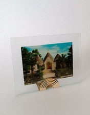 ♥ UMBERTO MASCAGNI CORNICE PORTAFOTO IN VETRO BASE METALLO DORATO VINTAGE FOTO