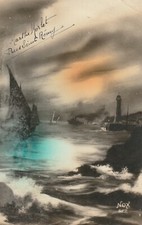 C3 - Cp Cartolina Paesaggistica Marina Barca a vela Mare Mosso - Fp Nvg