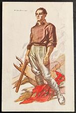 CARTOLINA MILITARE P.N.F. "CAMICIA NERA CON MANGANELLO" ILL. DUDOVICH VG. 1925