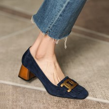 Scarpe Tod's donna con frange tacco medio, tacco a bocca bassa vera pelle