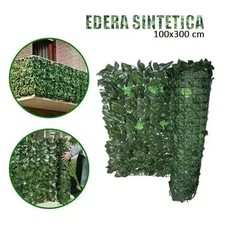 Siepe Artificiale Sintetica 1 x 3 metri Rotolo Anticaduta Rete foglie Edera