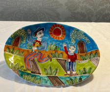 Piatto Ovale in ceramica firmato De Simone 03 - produzione anni '80