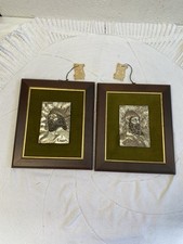 quadri vintage Etruria argento 800 rilievo lavorato a mano cornice legno 31x26