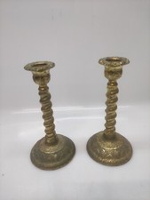 Coppia di piccoli candelieri in ottone Vintage Mid Century Made In England 