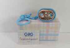 SPILLA OVALE PORTACIUCCIO CELESTE PULCINO  GBG LAMINATA ARGENTO NUOVO 