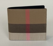 Portafoglio Burberry Super Exploded Check bi-fold marrone tortora 80845621 nuovo con etichette $430