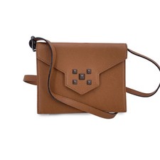 Autentica borsa a tracolla convertibile Yves Saint Laurent vintage pelle marrone borchie