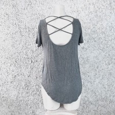 HOLLISTER T-SHIRT MAGLIA MAGLIETTA MANICHE CORTE GRIGIO PARTICOLARE