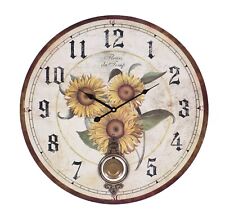 Orologio muro tondo pendolo legno parete cucina vintage girasoli orologi nuovo